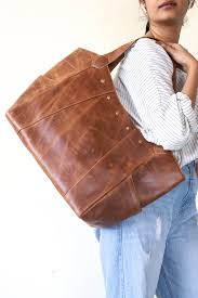 Structured leather tote